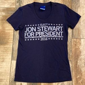 Raygun Jon Stewart for President Navy T Shirt Size Small